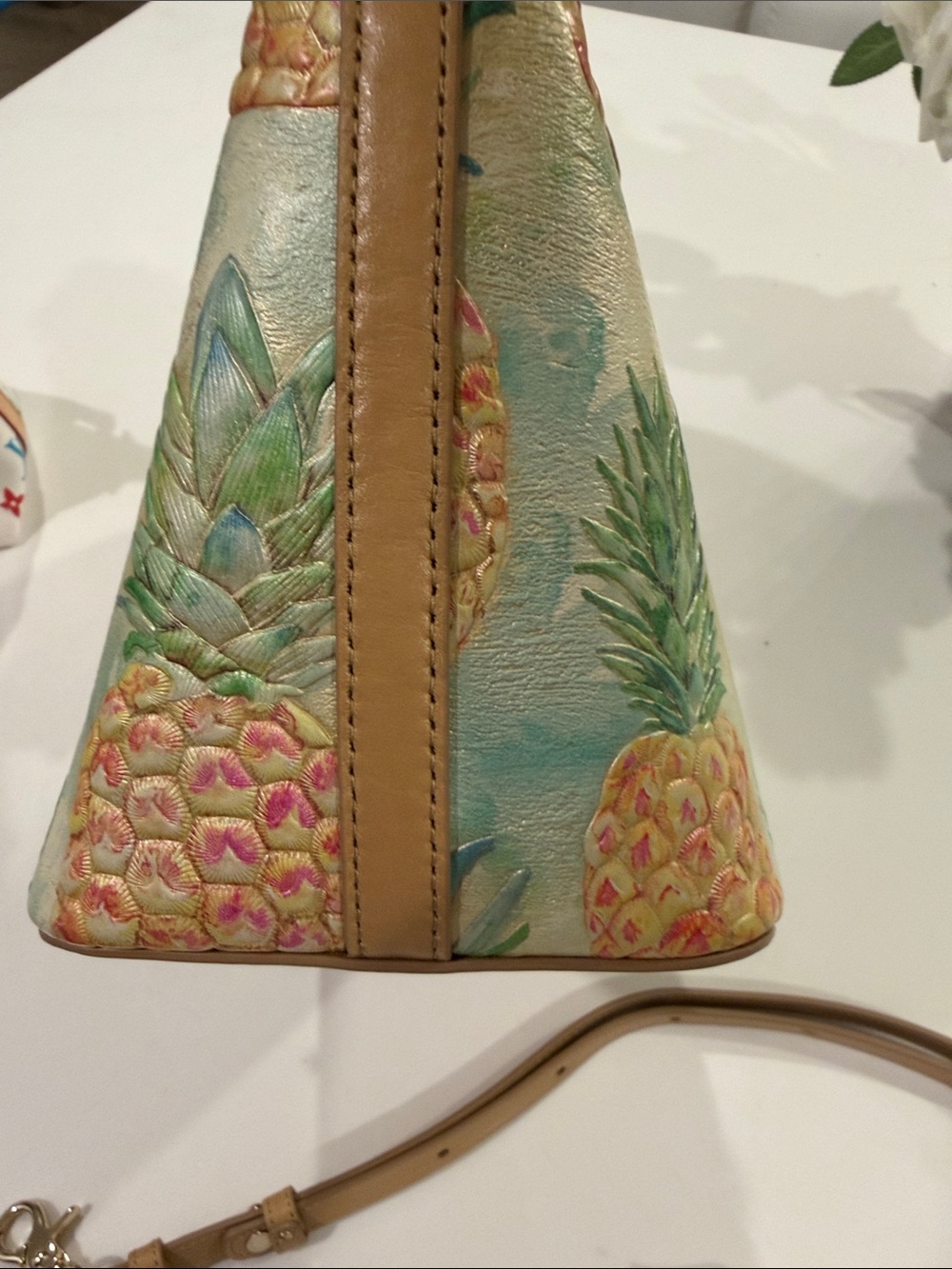 Brahmin Duxbury Satchel Multi Pomparo Pineapple -Print with Tassel - Picture 16 of 17